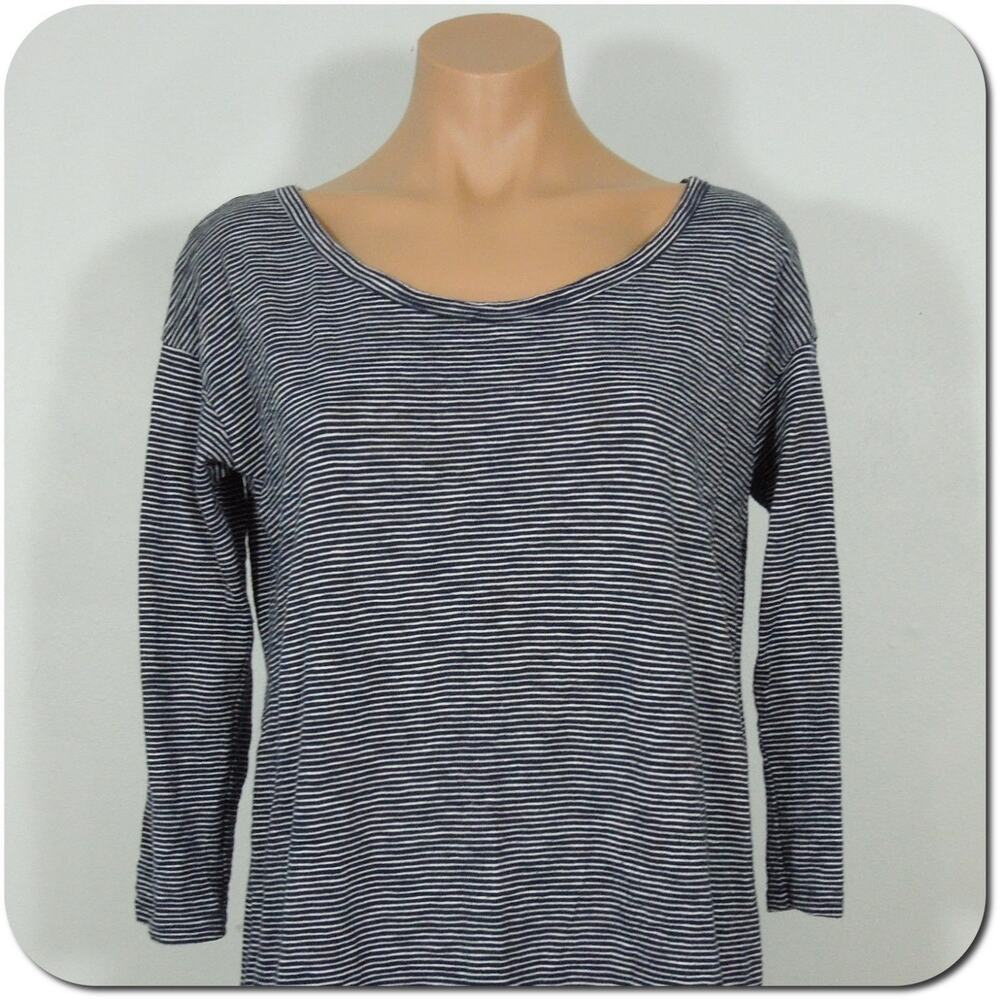 GAP Shirt Dress S SMALL Womens Striped Casual 3/4 Sleeves Navy White